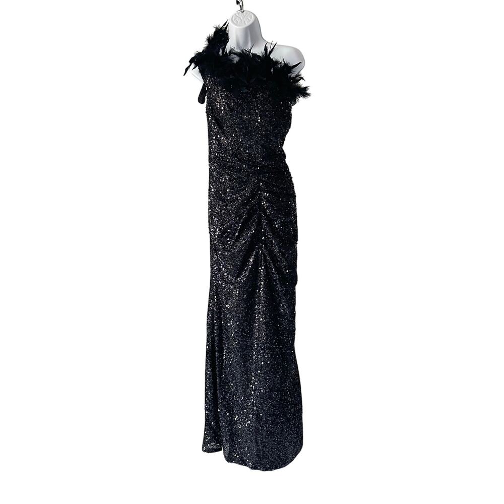 Black Sequin Dress with Feathers - Picture 7 of 13